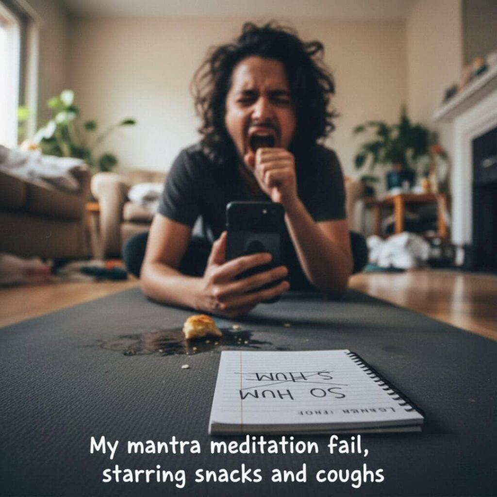 Failed mantra meditation with snacks, coughs, and "So Hum."