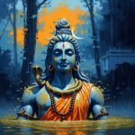 7 Sacred Stories About Shiva Everyone Should Know Shiva statue, monsoon muck, impressionistic, glitchy, indigo-saffron.
