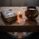 The Power of Guided Prayer for Healing and Hope A close-up of a prayer book, diya, and pot.
